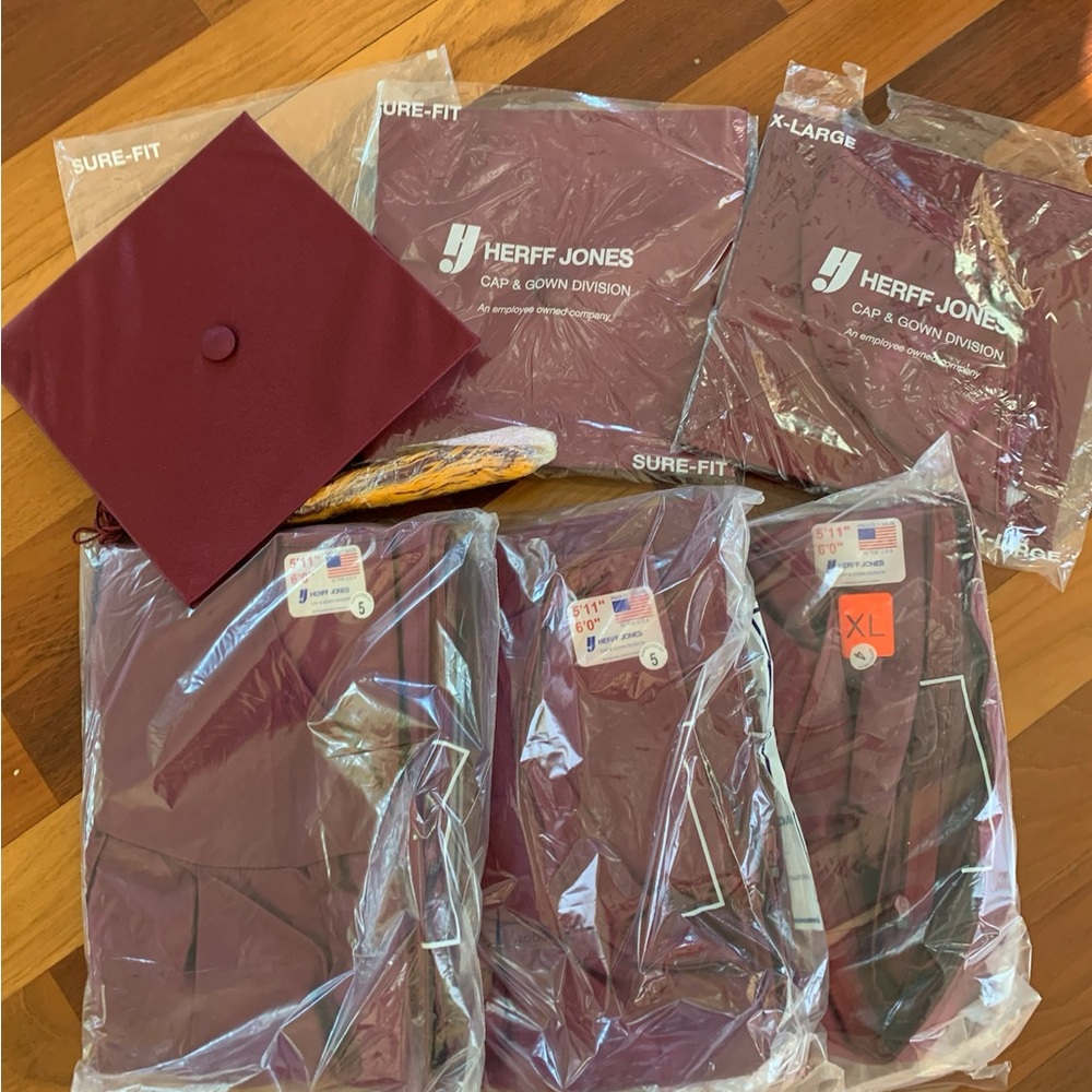 Herff Jones Maroon Graduation Cap and Gown Set